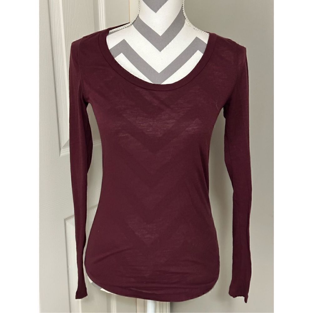 PINK scoop neck, open back long sleeve tee